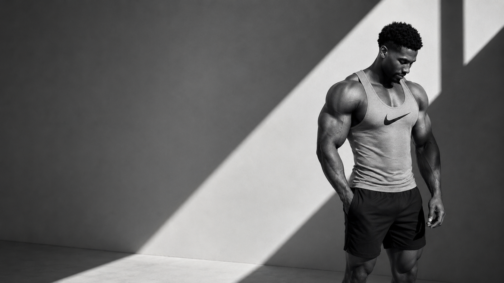 Black and white muscular calisthenics homepage hero image