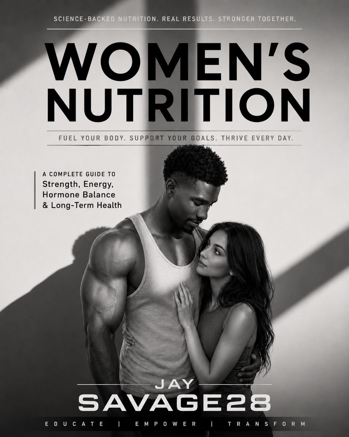 Jay.Savage28 Women's Nutrition Ebook cover with softened athletic couple background